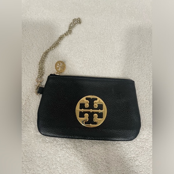 Tory Burch Handbags - Tory Burch black leather wristlet w/ gold-tone hardware,  and Tory Burch logo
